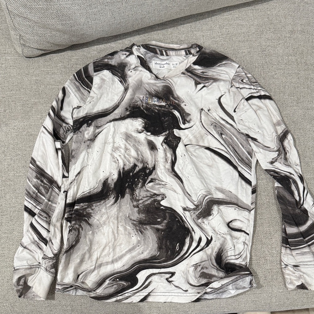 Abercrombie Kids Black and White Marble Long Sleeve Shirt